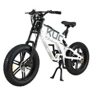 KUGOO T01 (3 couleurs disponibles) Vélo électrique 48V 500W Moteur 13Ah Batterie 20*4.0 pouces Gros pneus 38Km/h Vitesse maximale Shimano 7 vitesses Freins hydrauliques 50-65KM Kilométrage 150KG Charge Vélo de montagne électrique - Blanc
